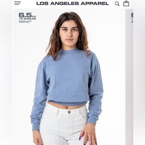Los Angeles Apparel 100% Cotton Mock Neck Long Sleeve Top sz Small